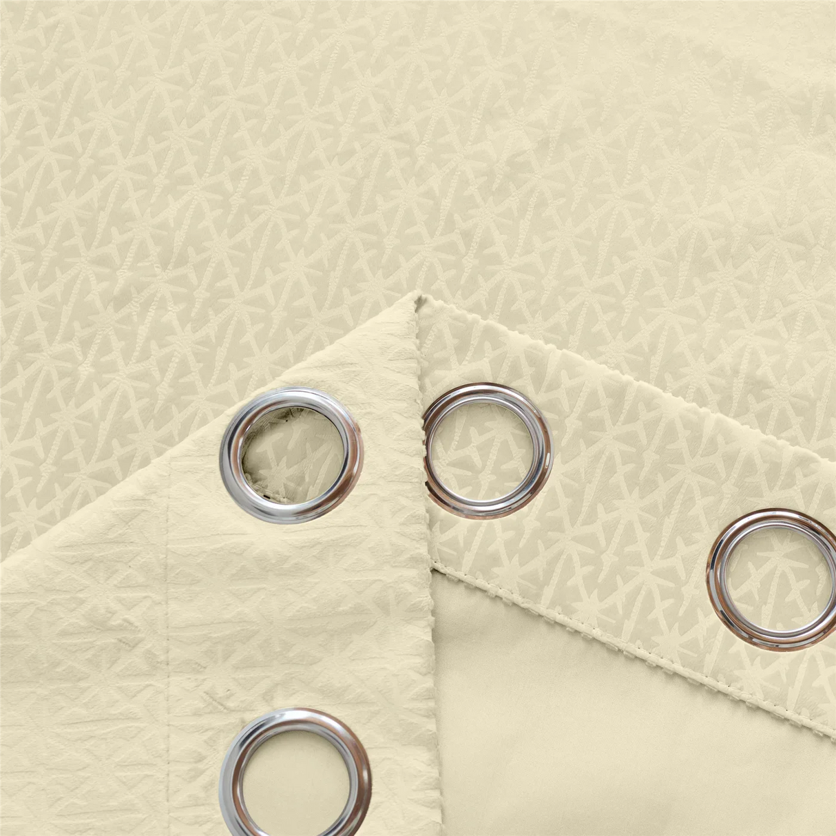 Alan Symonds Temple Velvet Blackout Eyelet Ring Top Curtains in Cream - Image 4