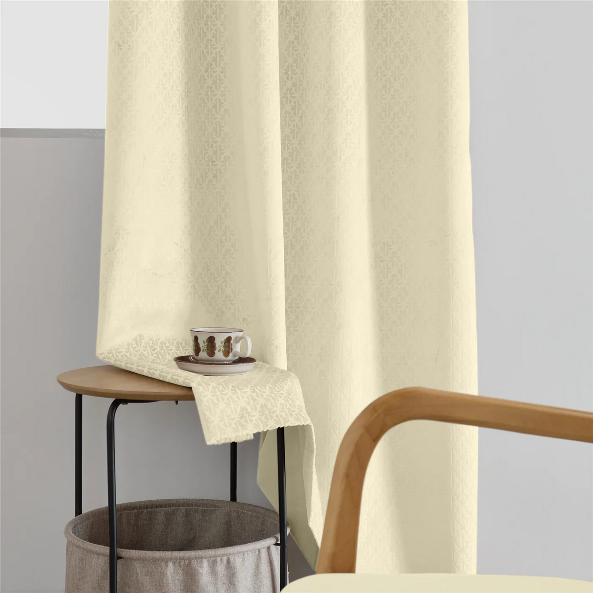 Alan Symonds Temple Velvet Blackout Eyelet Ring Top Curtains in Cream - Image 7