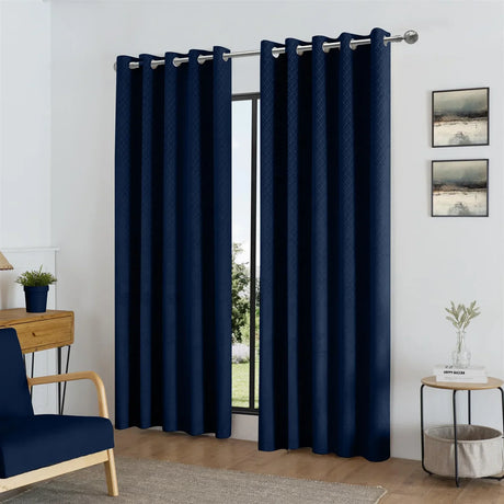 Alan Symonds Temple Velvet Blackout Eyelet Ring Top Curtains in Navy - Image 3