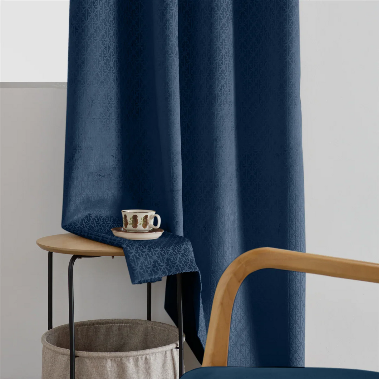 Alan Symonds Temple Velvet Blackout Eyelet Ring Top Curtains in Navy - Image 8