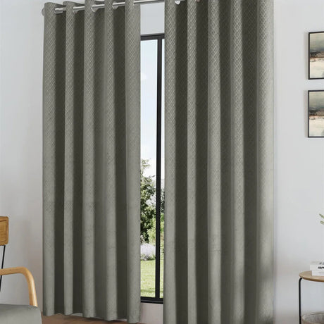 Alan Symonds Temple Velvet Blackout Eyelet Ring Top Curtains in Silver - Image 3