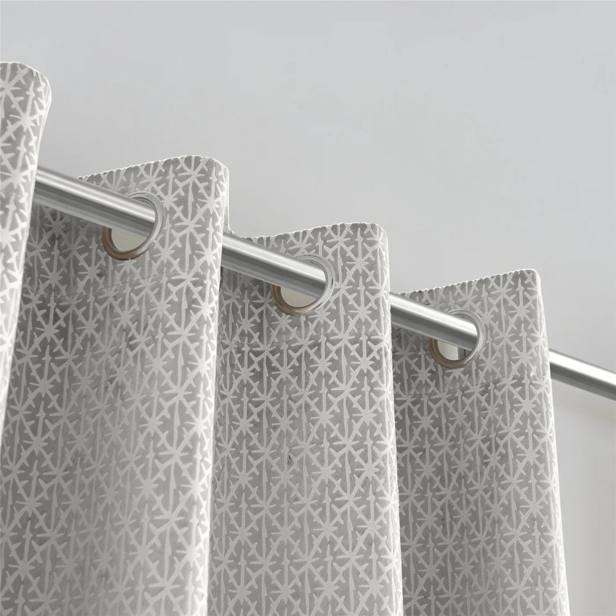 Alan Symonds Temple Velvet Blackout Eyelet Ring Top Curtains in Silver - Image 7