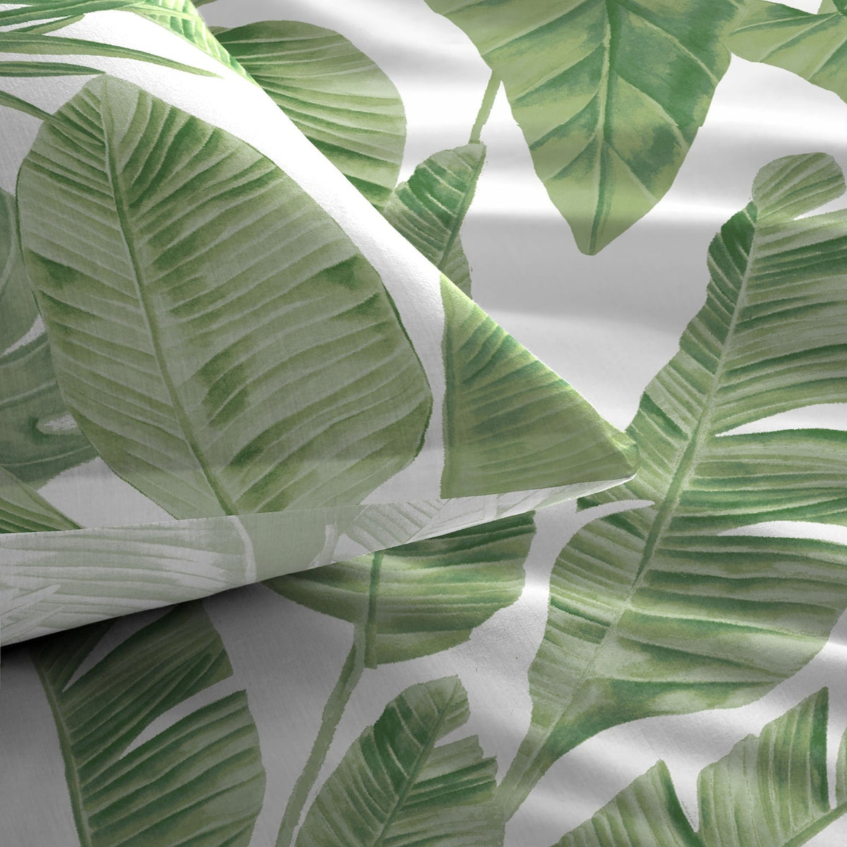 Tahiti Floral Green Polycotton Duvet Cover Set - Tahiti Duvet Cover Set In Green 2