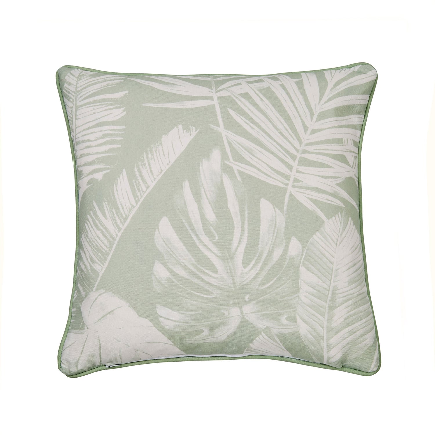 Tahiti Outdoor Green & Silver 100% Cotton Cushion Cover 43cm x 43cm - Green - Tahiti Outdoor Cushion In Green 43 X 43Cm 3