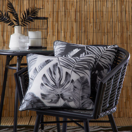 Tahiti Outdoor Green & Silver 100% Cotton Cushion Cover 43cm x 43cm - Silver