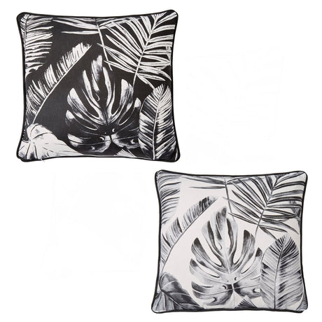 Tahiti Outdoor Green & Silver 100% Cotton Cushion Cover 43cm x 43cm - Silver - Tahiti Outdoor Cushion In Silver 43 X 43Cm 4