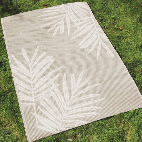 Tahiti Black Leaf Print Outdoor Rug 120cm x 170cm - Tahiti Outdoor Rug In Natural 120 X 170Cm 1