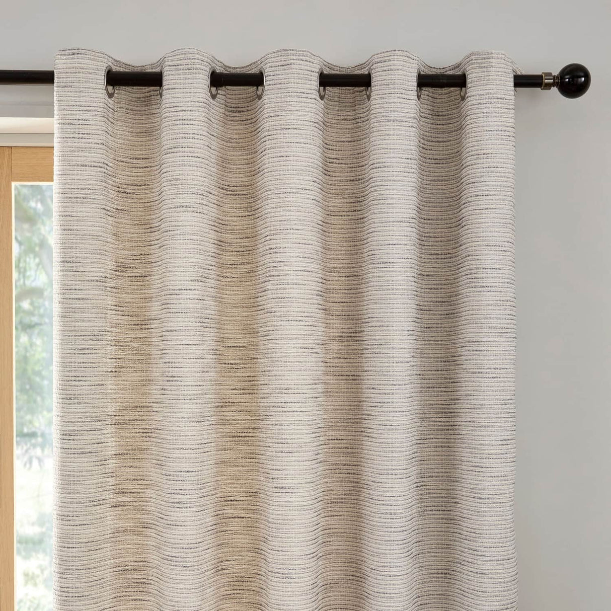 Talon Eyelet Curtains - Grey Light Filtering Jacquard - Talon Eyelet Curtains In Grey 2