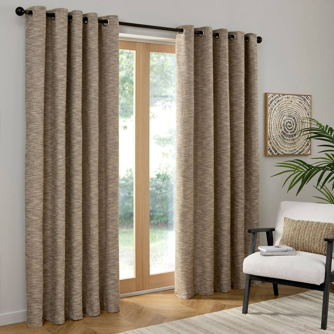 Talon Natural Eyelet Curtains Jacquard