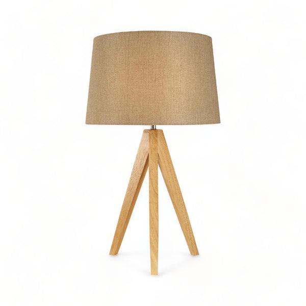 Taupe Wooden Tripod Lamp 55cm