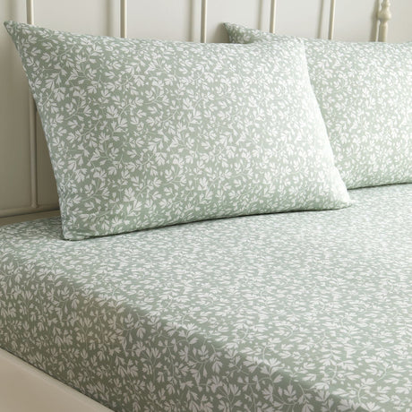 Tess 28cm Deep Floral Fitted Sheet - Green