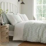 Tess 28cm Deep Floral Fitted Sheet - Green - Tess 28Cm Deep Fitted Bed Sheet Set In Green 2