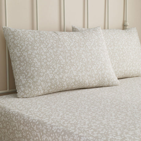 Tess 28cm Deep Floral Fitted Sheet - Natural
