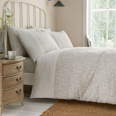 Tess Ditsy Polycotton Duvet Cover Set - Natural