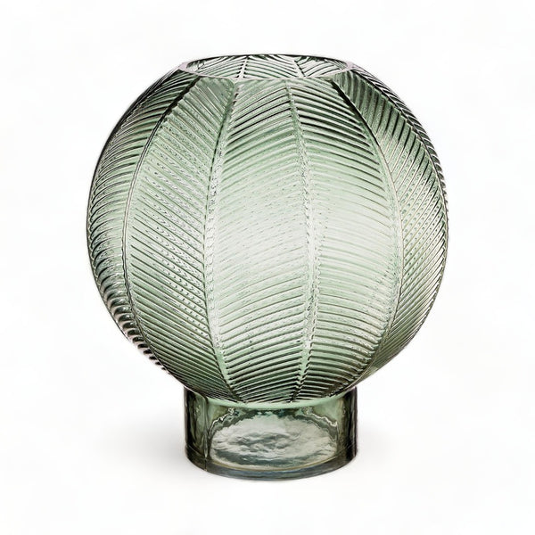 Textured Fern Leaf Design Glass Large Vase 27cm
