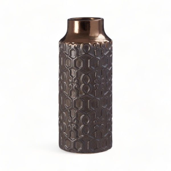 Textured Gold and Metallic Grey Small Vase 31cm