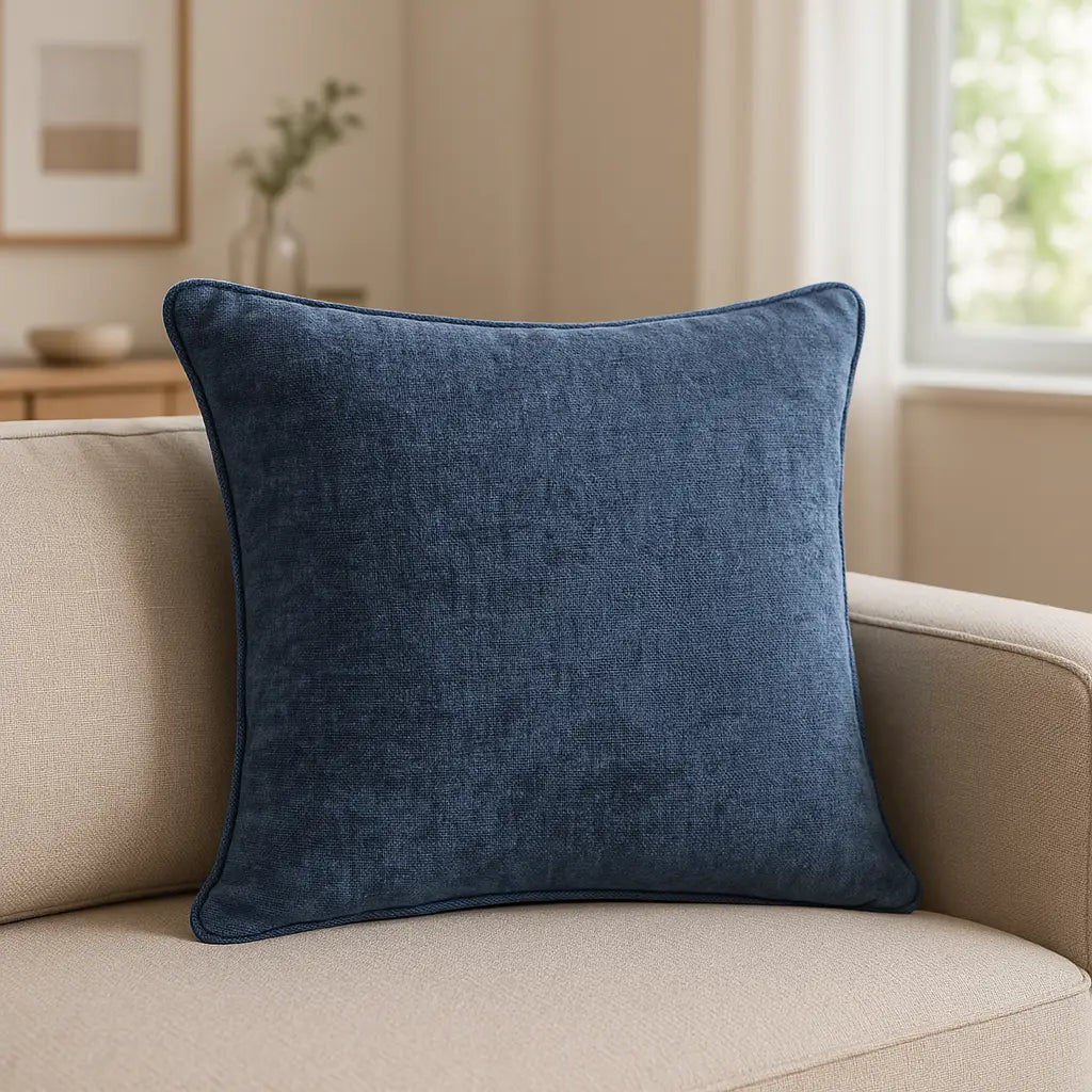 Textured Chenille Soft Cosy Cushion Cover 43cm x 43cm - Navy