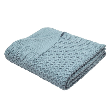 Textured Knit Throw Soft Acrylic Blue – Blue – 130cm x 180cm - Textured Knit Throw In Blue 130 X 180Cm 2