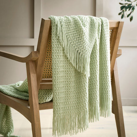 Textured Knit Throw Soft Acrylic Blue – Green – 130cm x 180cm