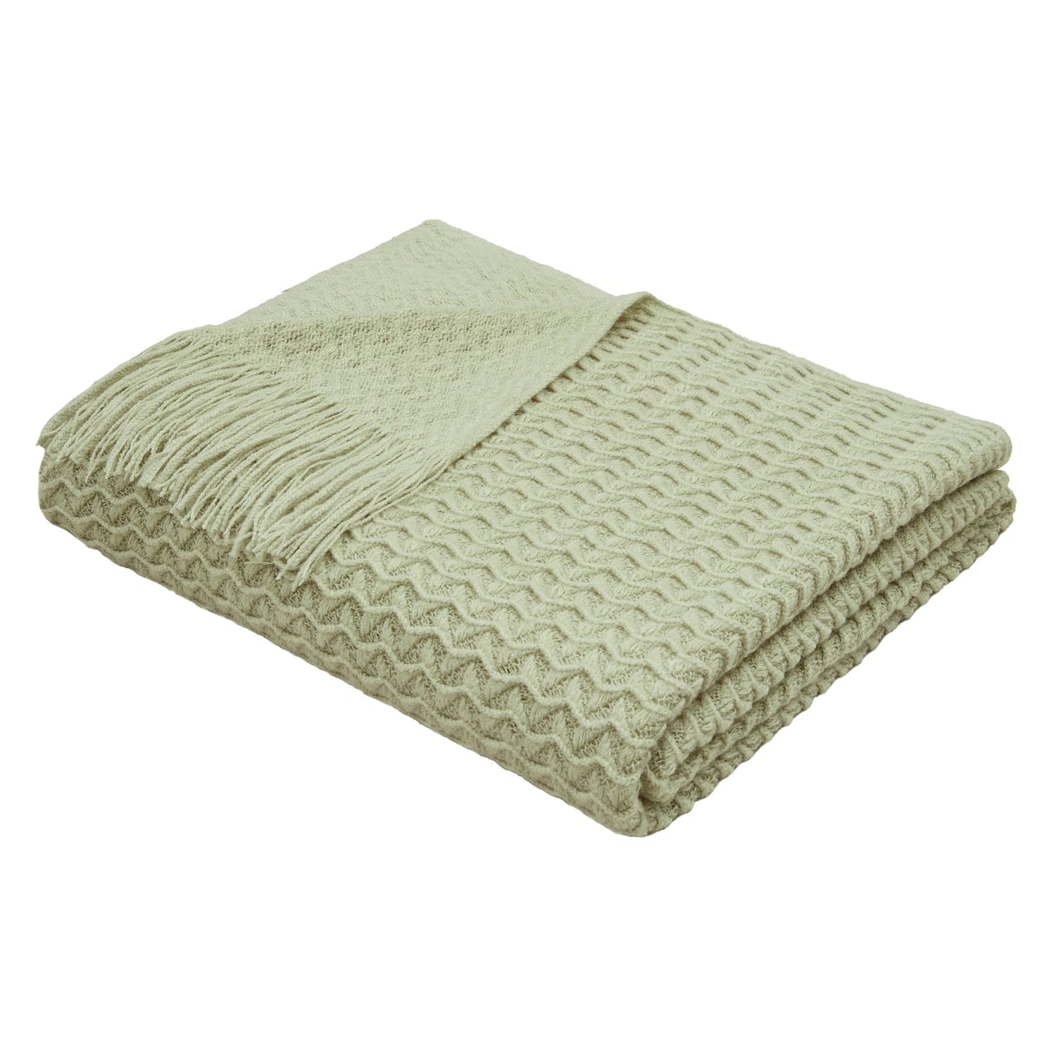 Textured Knit Throw Soft Acrylic Blue – Green – 130cm x 180cm - Textured Knit Throw In Green 130 X 180Cm 2