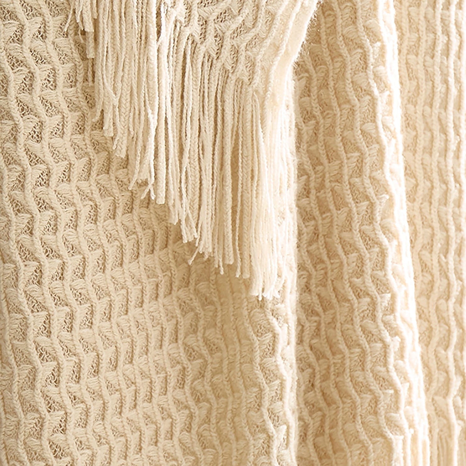Textured Knit Throw Soft Acrylic Blue – Natural – 130cm x 180cm - Textured Knit Throw In Natural 130 X 180Cm 3