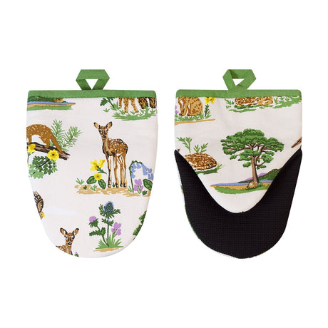 Ulster Weavers Thistlewood Floral Green Cotton Microwave Mitts Pair