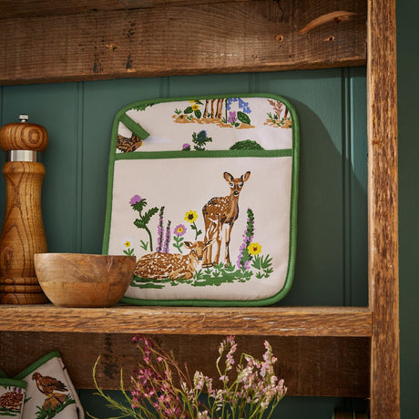Ulster Weavers Thistlewood Floral Green Cotton Pot Mitt - Thistlewood Pot Mitt In Green 2
