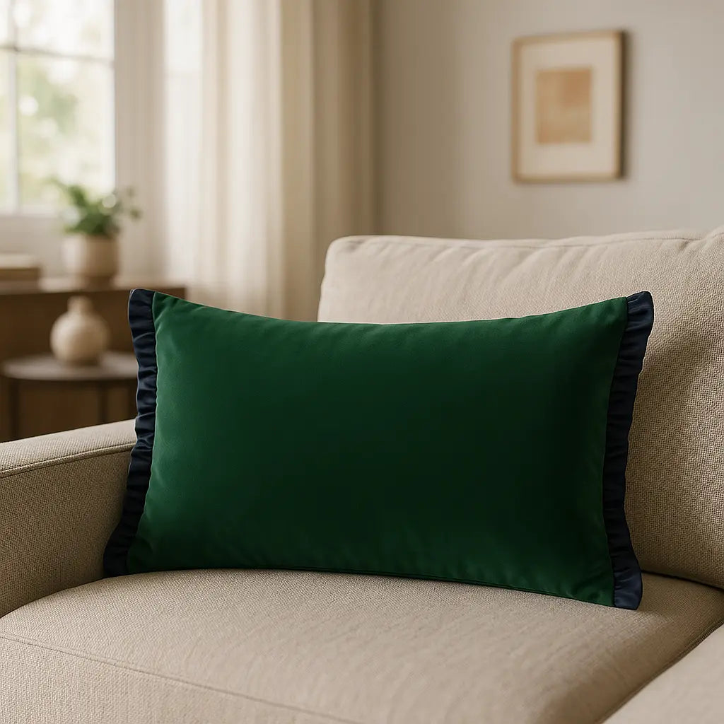 Tilly Velvet Pine / Navy Cushion Cover or Filled Cushion