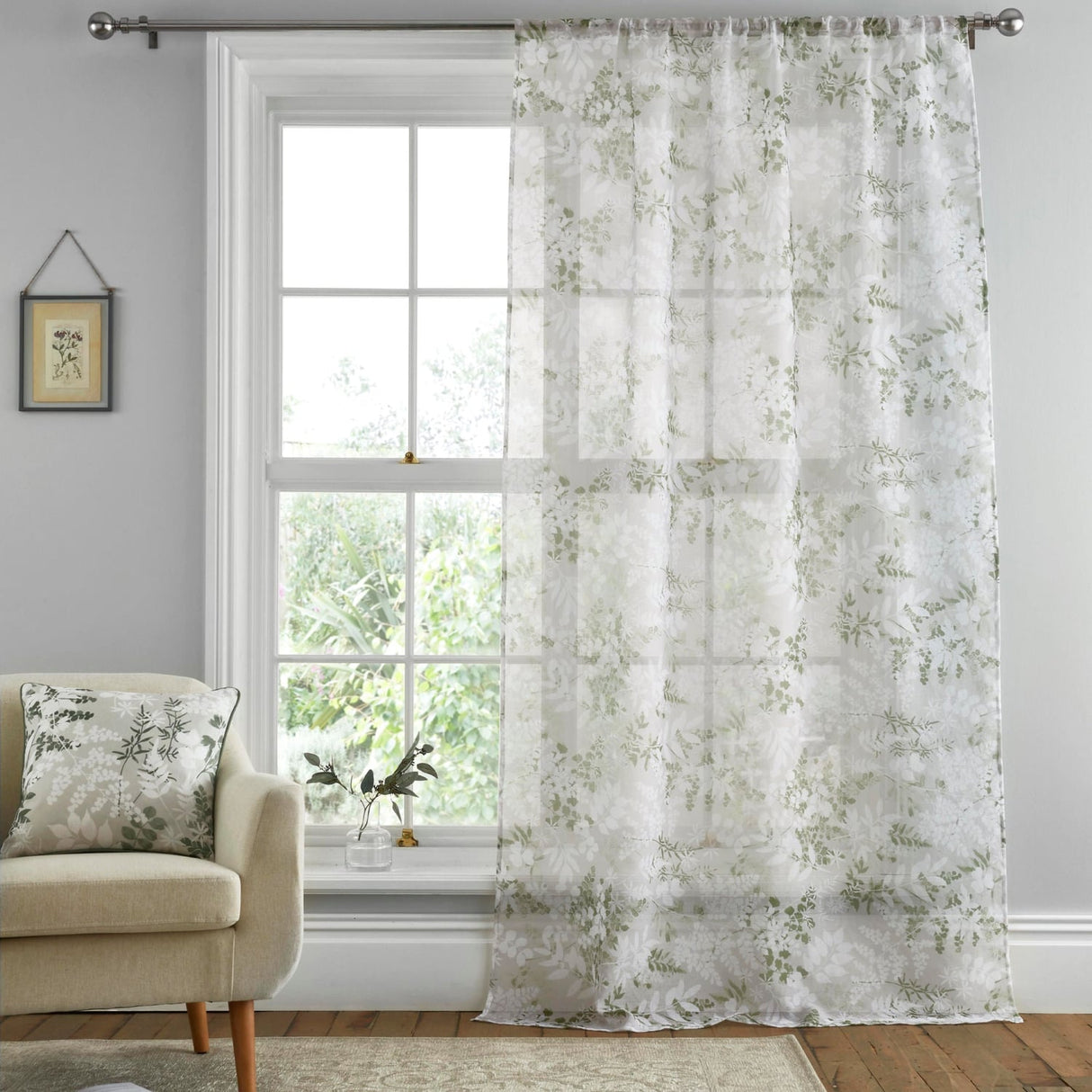 Tiverton Floral Voile Curtain Panel