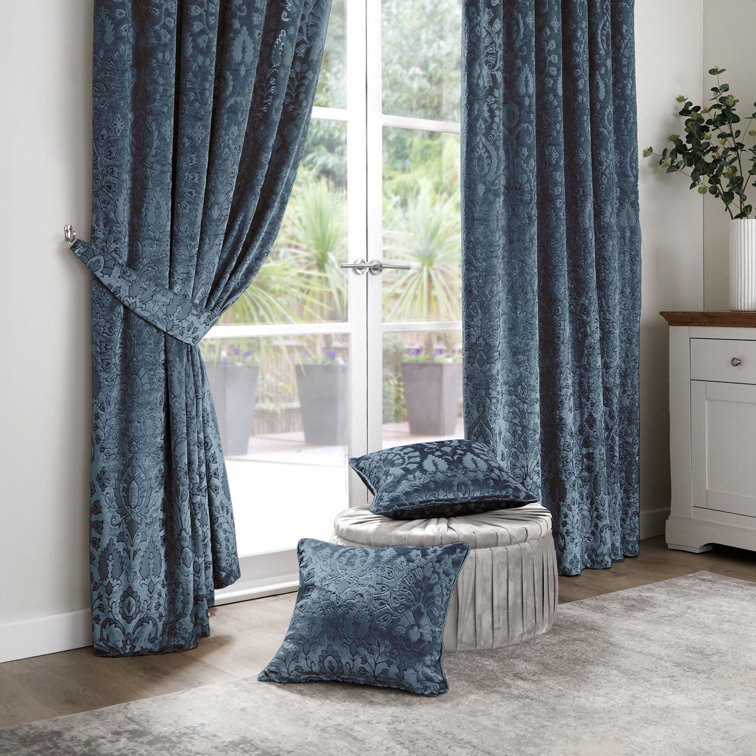 Trinity Jacquard Cushion Cover 43cm x 43cm (17x17") - Blue - Trinity Cushion In Blue 43 X 43Cm 2