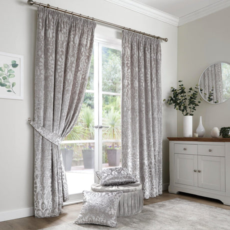 Trinity Jacquard Cushion Cover 43cm x 43cm (17x17") - Silver - Trinity Cushion In Silver 43 X 43Cm 2