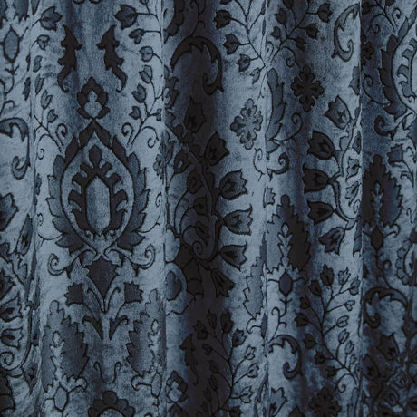 Trinity Jacquard Velvet Pencil Pleat Curtains - Blue Thermal Light Filtering - Trinity Pencil Pleat Curtains In Blue 4