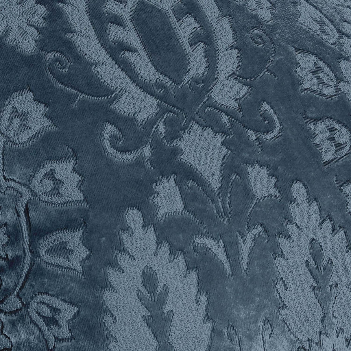 Trinity Jacquard Velvet Pencil Pleat Curtains - Blue Thermal Light Filtering - Trinity Pencil Pleat Curtains In Blue 5