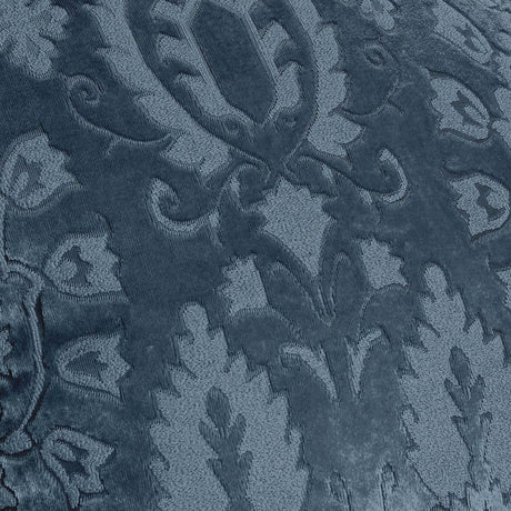 Trinity Jacquard Velvet Pencil Pleat Curtains - Blue Thermal Light Filtering - Trinity Pencil Pleat Curtains In Blue 5