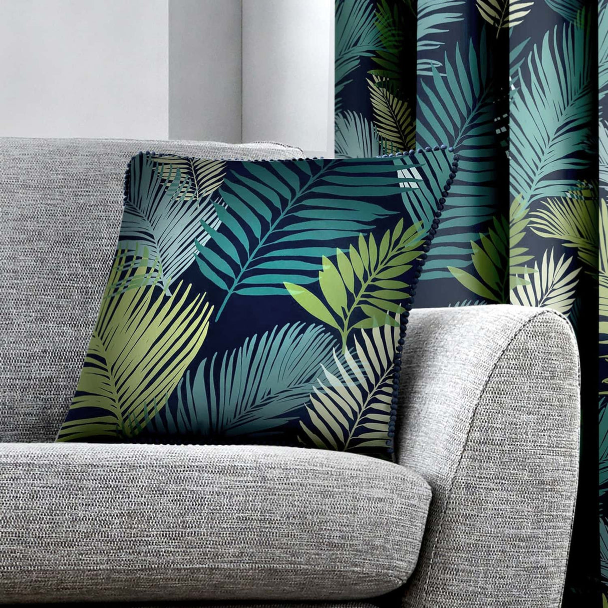 Tropical Ochre Cushion Cover 43cm x 43cm (17" x 17") - Multi - Tropical Cushion In Multicolour 43 X 43Cm 2