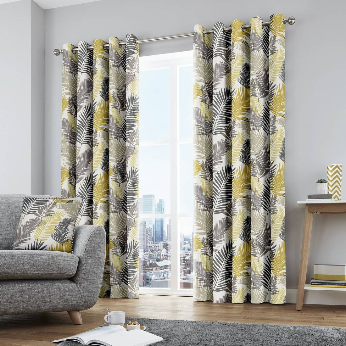 Tropical Ochre 100% Cotton Eyelet Curtains