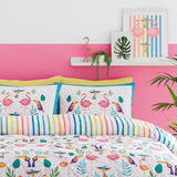 Tropical Flamingo Pink Polycotton Duvet Cover Set - Tropical Flamingo Duvet Cover Set In Pink 2