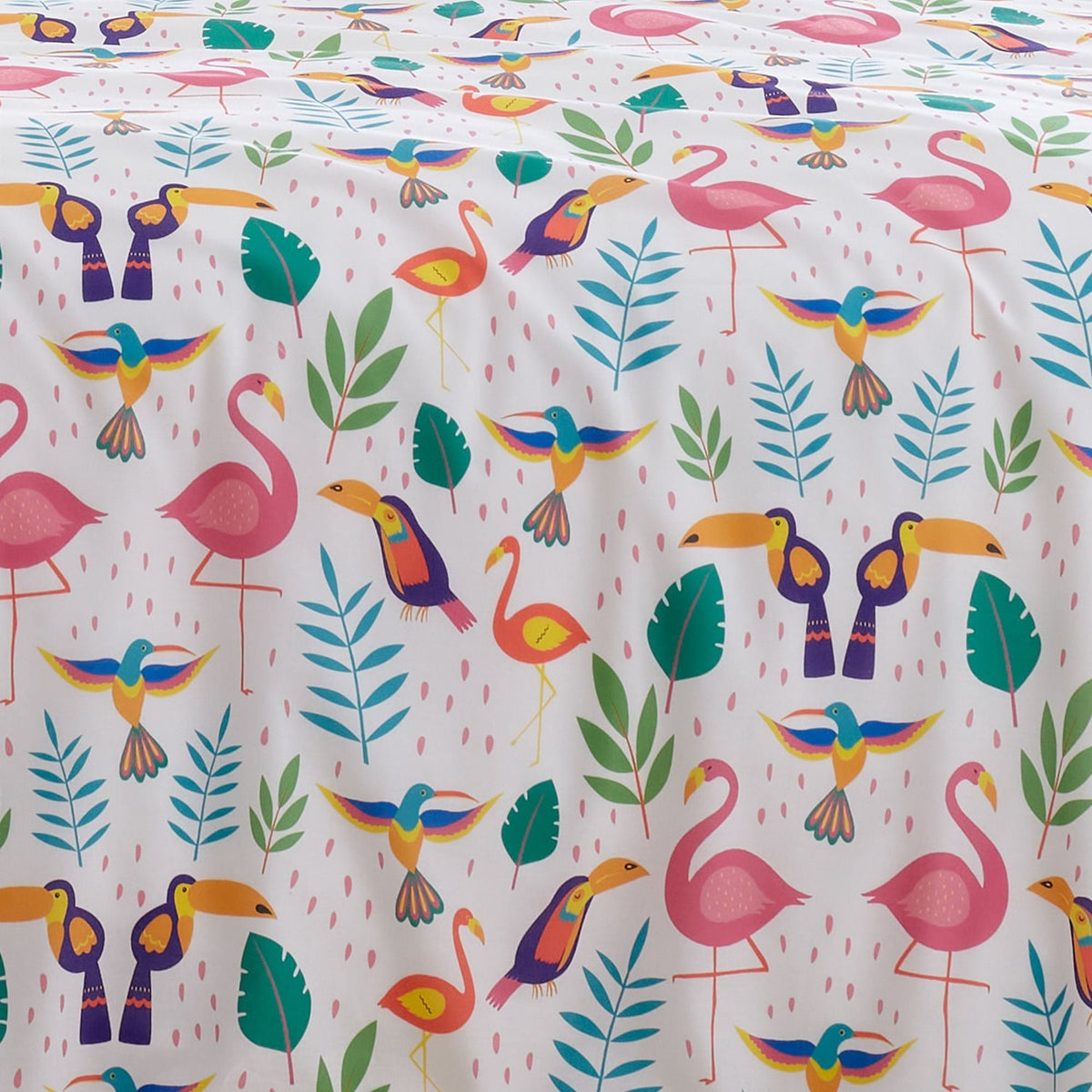 Tropical Flamingo Pink Polycotton Duvet Cover Set - Tropical Flamingo Duvet Cover Set In Pink 3