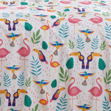 Tropical Flamingo Pink Polycotton Duvet Cover Set - Tropical Flamingo Duvet Cover Set In Pink 3