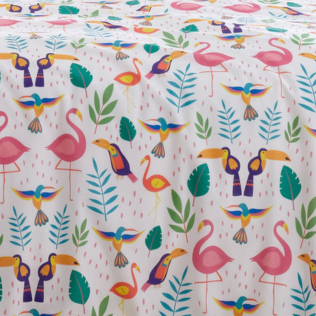 Tropical Flamingo Pink Polycotton Duvet Cover Set - Tropical Flamingo Duvet Cover Set In Pink 3