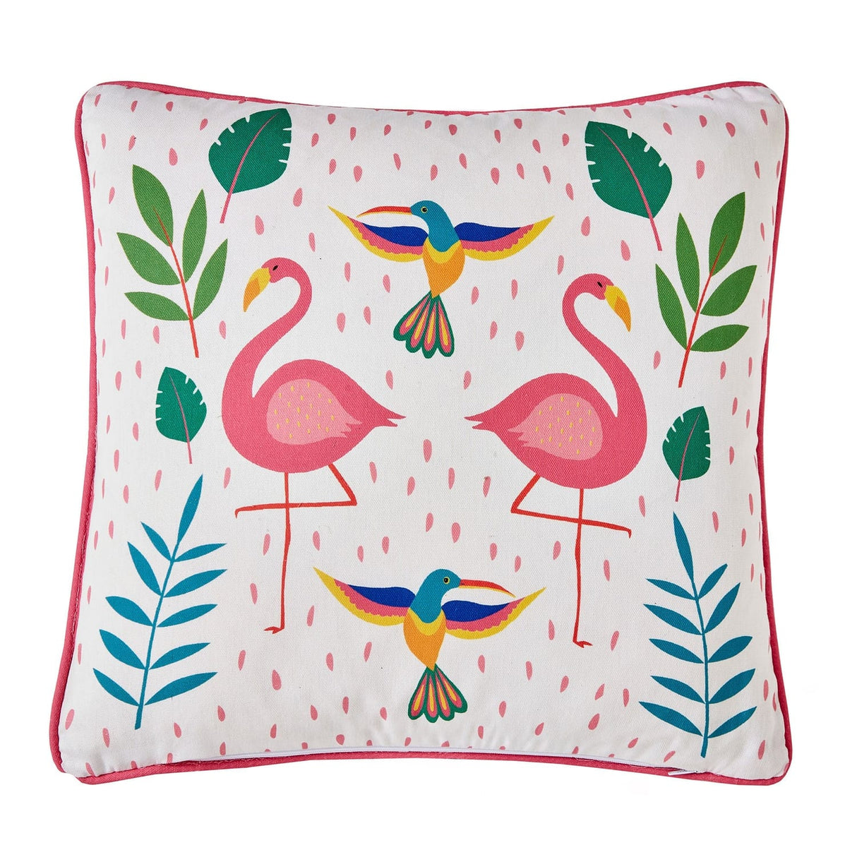 Tropical Flamingo Outdoor Pink 100% Cotton Cushion Cover 43cm x 43cm - Tropical Flamingo Outdoor Cushion In Pink 43 X 43Cm 3