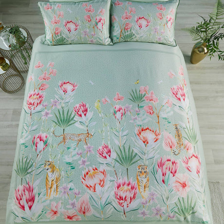 Tropical Leopard Polycotton Duvet Cover Set - Tropical Leopard Duvet Cover Set In Green 4