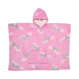 Unicorn Fleece Throw Cosy Kids Soft Blanket - Unicorn Poncho In Pink 75 X 92.5Cm 2