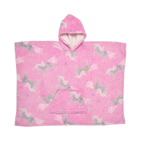 Unicorn Fleece Throw Cosy Kids Soft Blanket - Unicorn Poncho In Pink 75 X 92.5Cm 2