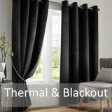 Alan Symonds Velvet Blackout Eyelet Ring Top Curtains in Black - Image 2