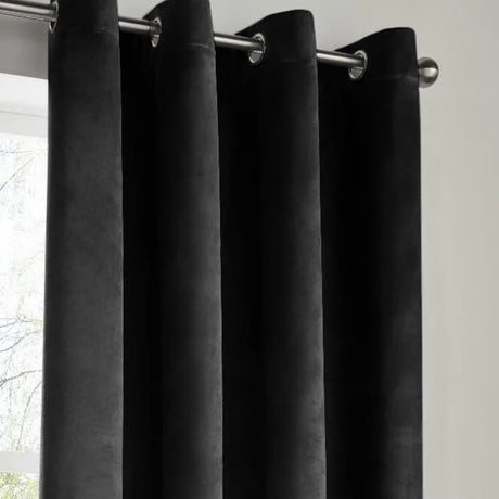 Alan Symonds Velvet Blackout Eyelet Ring Top Curtains in Black - Image 3
