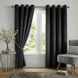Alan Symonds Velvet Blackout Eyelet Ring Top Curtains in Black