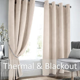 Alan Symonds Velvet Blackout Eyelet Ring Top Curtains in Cream - Image 2