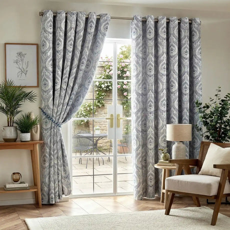 Alan Symonds Victoria Blackout Eyelet Ring Top Curtains in Blue