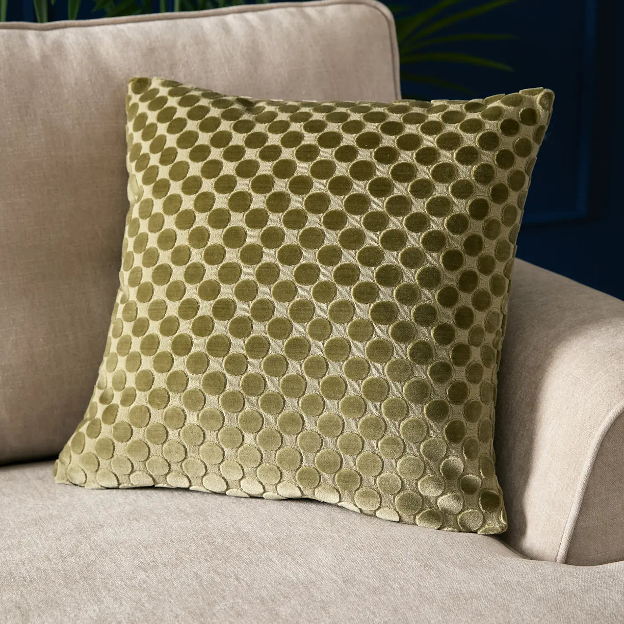 Velvet Spot Cushion Cover 43cm x 43cm - Green
